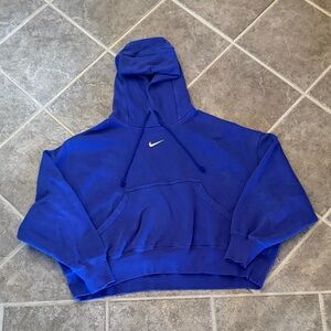 Nike Royal Blue Oversized Cropped Hoodie, size medium
